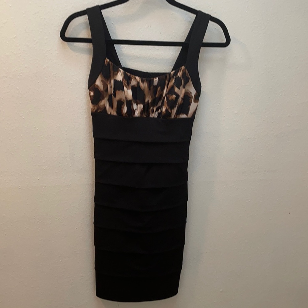 Little black dress with brown print